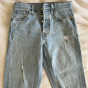 Levi’s Light-wash 501 Skinny Distressed Jeans